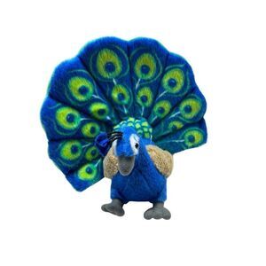 Wild Republic Peacock Plush Stuffed Animal Blue Green Gray Colorful Bird